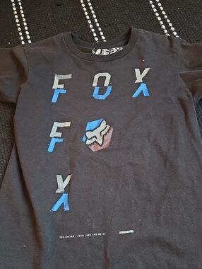 Fox Black Tee with Blue and Light Gray Graphic